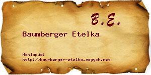 Baumberger Etelka névjegykártya